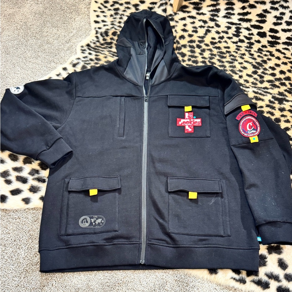 Cookies SF Black Zip Hoodie with Patches